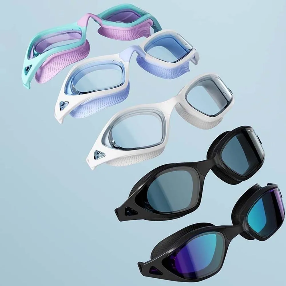 Waterproof Swimming Goggles Electroplating Dazzling Colors Swim Glasses with Earplugs Detachable Nosepiece HD Lens