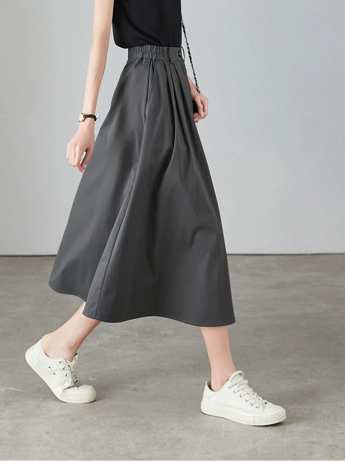 

Faion High Waist Slimming Casual Midi A-Line Skirt Women's Spring Autumn Outlet Brand Sle Commute Korean Version Skirt