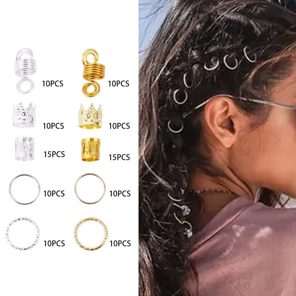 Treccia Argento Oro Gioielli Trecce Perline Ciondoli Treccia di capelli Decorazioni per capelli Dreadlocks africani Polsini per capelli