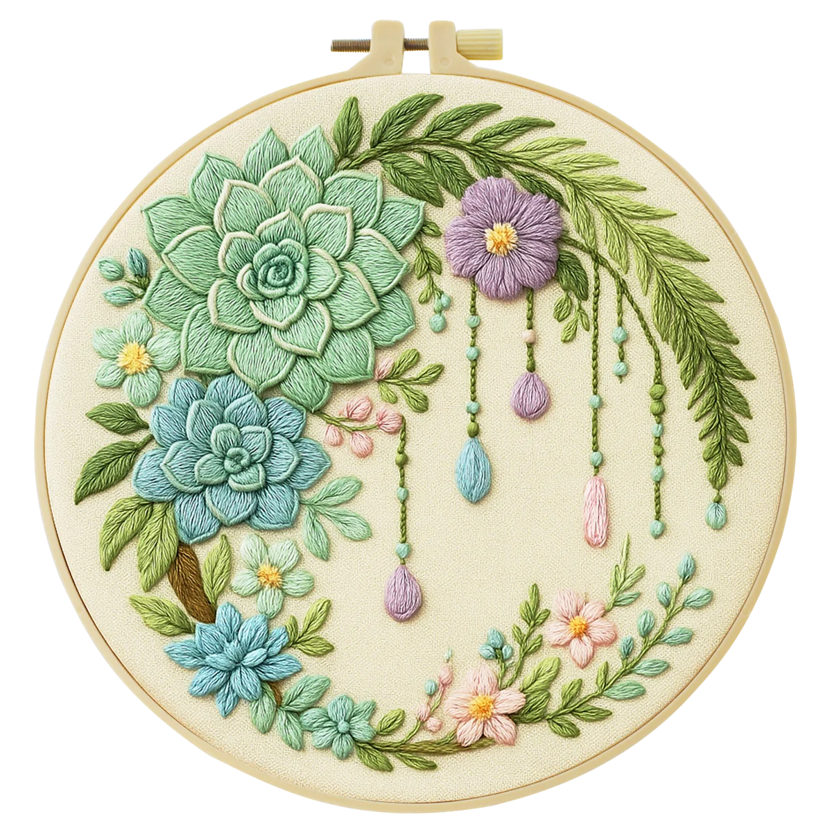 1 Stück 20X20CM/15X15CM 7,87/6,3 Zoll Blumen-Stickerei-Starter-Kit DIY-Kit DIY-Stickerei-Set Handarbeiten Heimdekoration Nähkunst – Detail 3