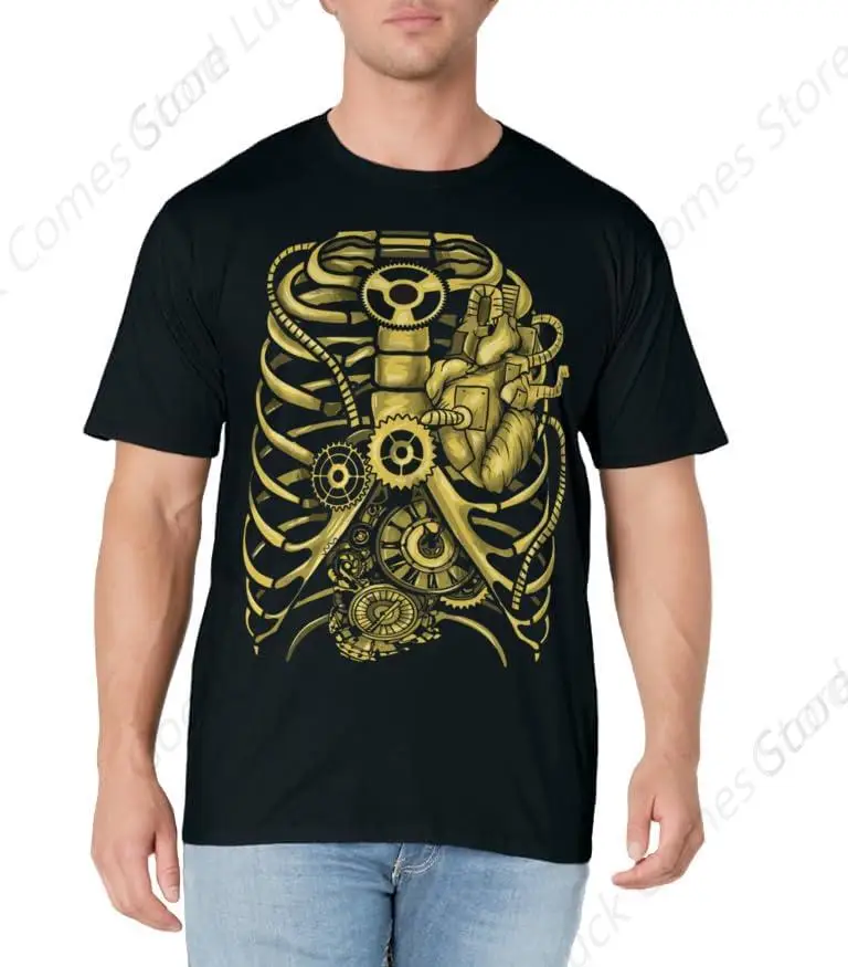 Steampunk Mechanical Heart Chest Gears Men Women Students T-Shirt