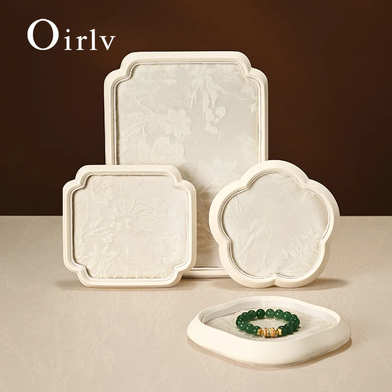 Oirlv Chinese Style Jewelry Tray Jewelry Display Plate Gold Silver Jade Bracelet Jewelry Display Props Ring Jewelry Viewing Tray