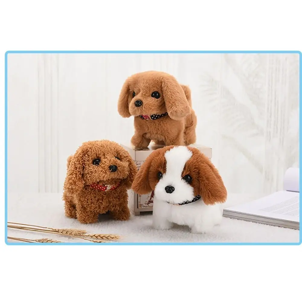 Funny 18CM Simulation Puppy Interactive Brown White Grey Cute Dog Robot Wagging Plush Toys For Kids