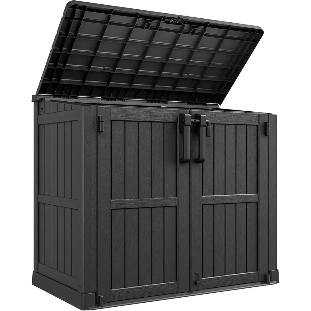 

Portable 36 Cu. Ft. Lockable Outdoor Storage Cabinet with Waterproof Floor - Easy Assembly, Black