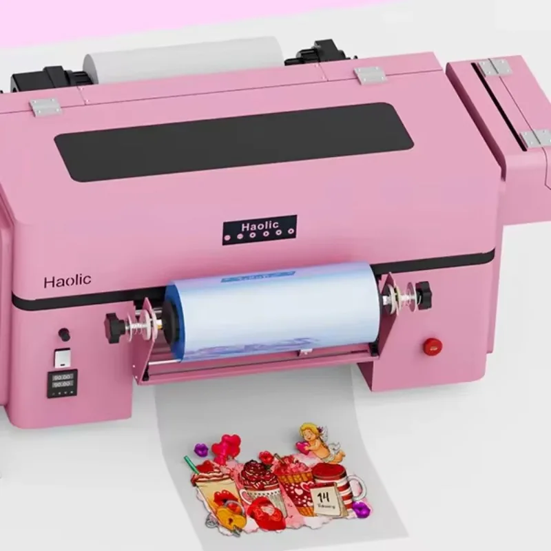 Christmas New A3 Smart Pink UX7 UV DTF Printer WIth DX7 Printhead For Cup Wraps, Stickers & Small Business