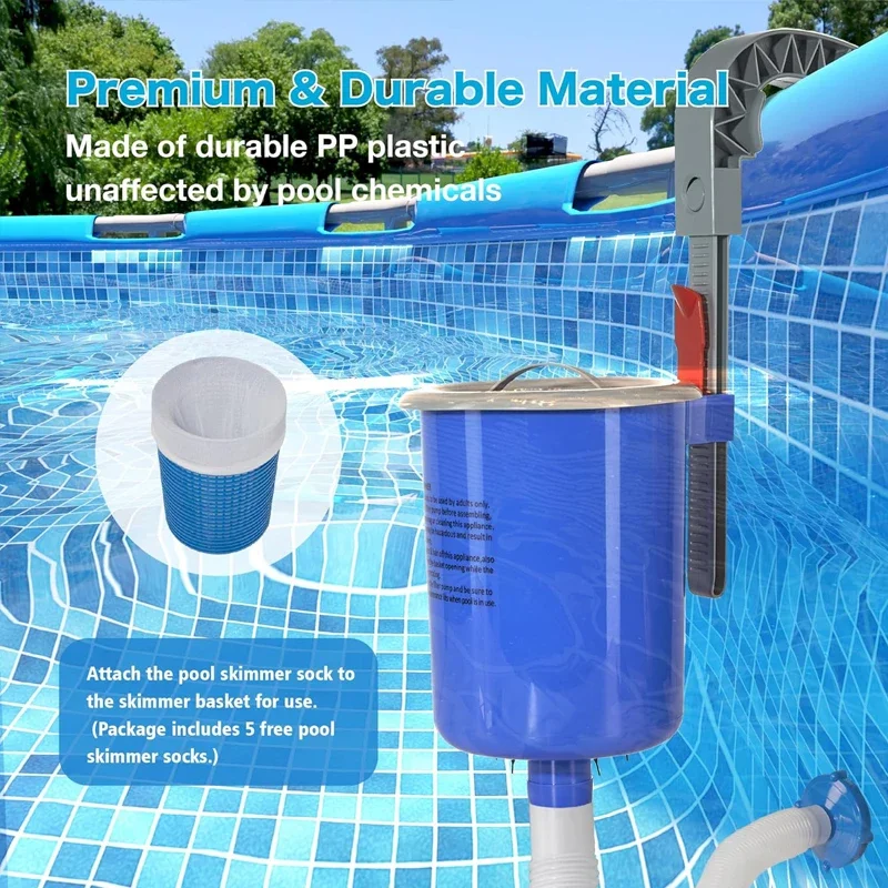 Upgrade Wall Mount Above Ground Pool Surface Skimmer Adjustable Floating Pool Filter Automatically Cleans