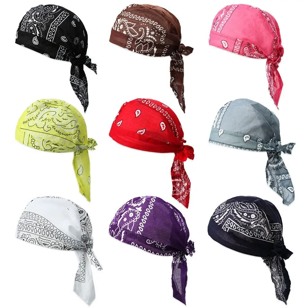 Men Women Quick Dry Headscarf Cotton Pirate Hat Outdoor Sport Cycling Bandana Sweat Absorbant Cancer Chemo Cap Muslim Turban