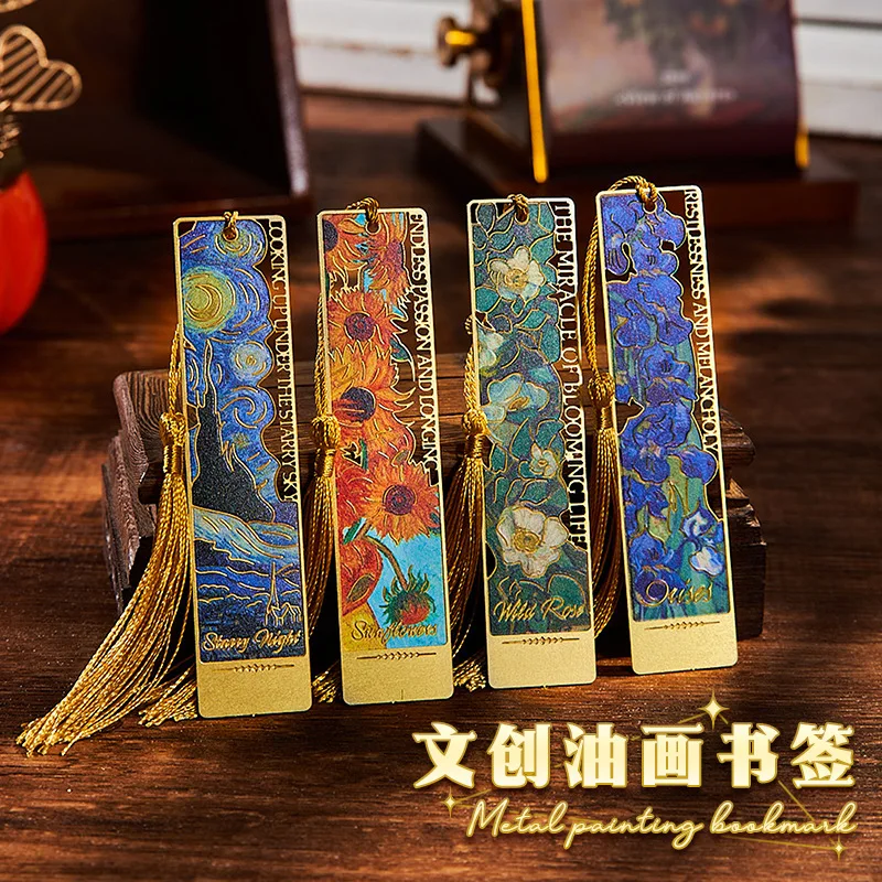 

Винтажные металлические закладки с картиной маслом, полые закладки с горячим тиснением, длинные закладки с кисточками, канцелярские товары, подарки для любителей книжных клубов, изысканные