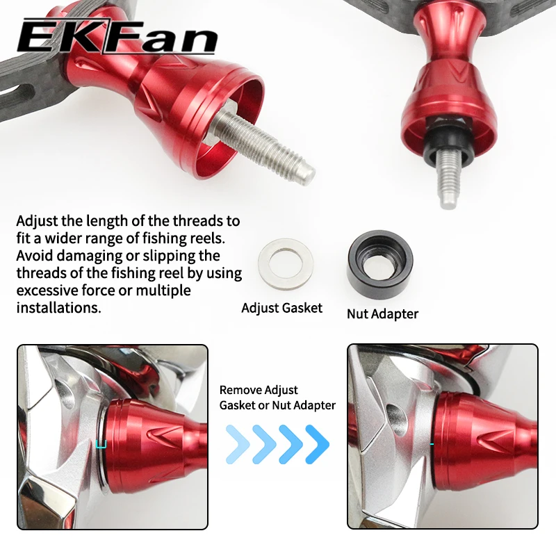 EKFan 105MM Kohlefaser+Aluminium Doppelknopf Spinnrolle Griff Passend für S-REEL Köderrolle Griff DIY-Teile – Detail 2