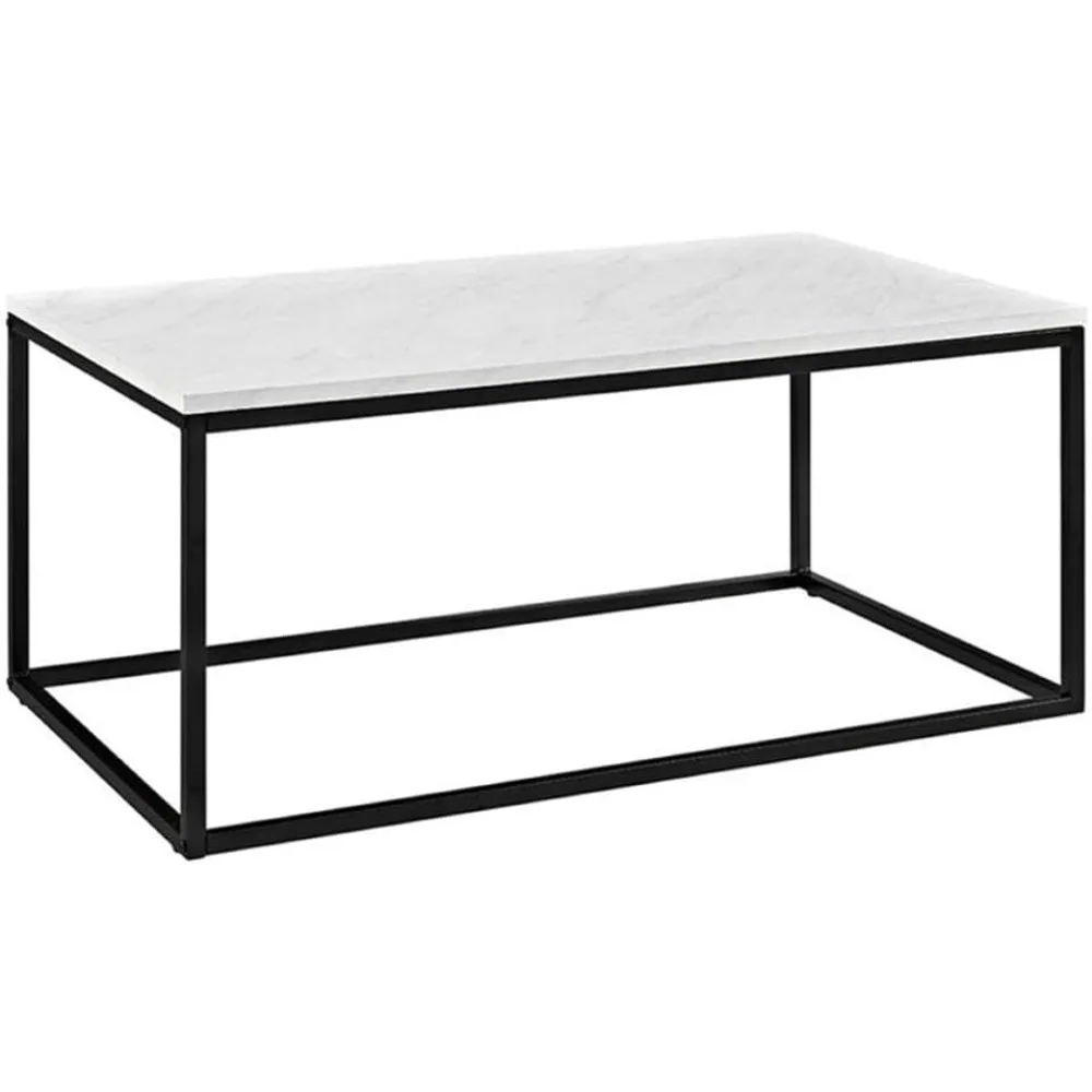 

Modern Marble and Metal Frame Open Rectangle Coffee Accent Table Living Room Ottoman End Table, 42 Inch, Marble