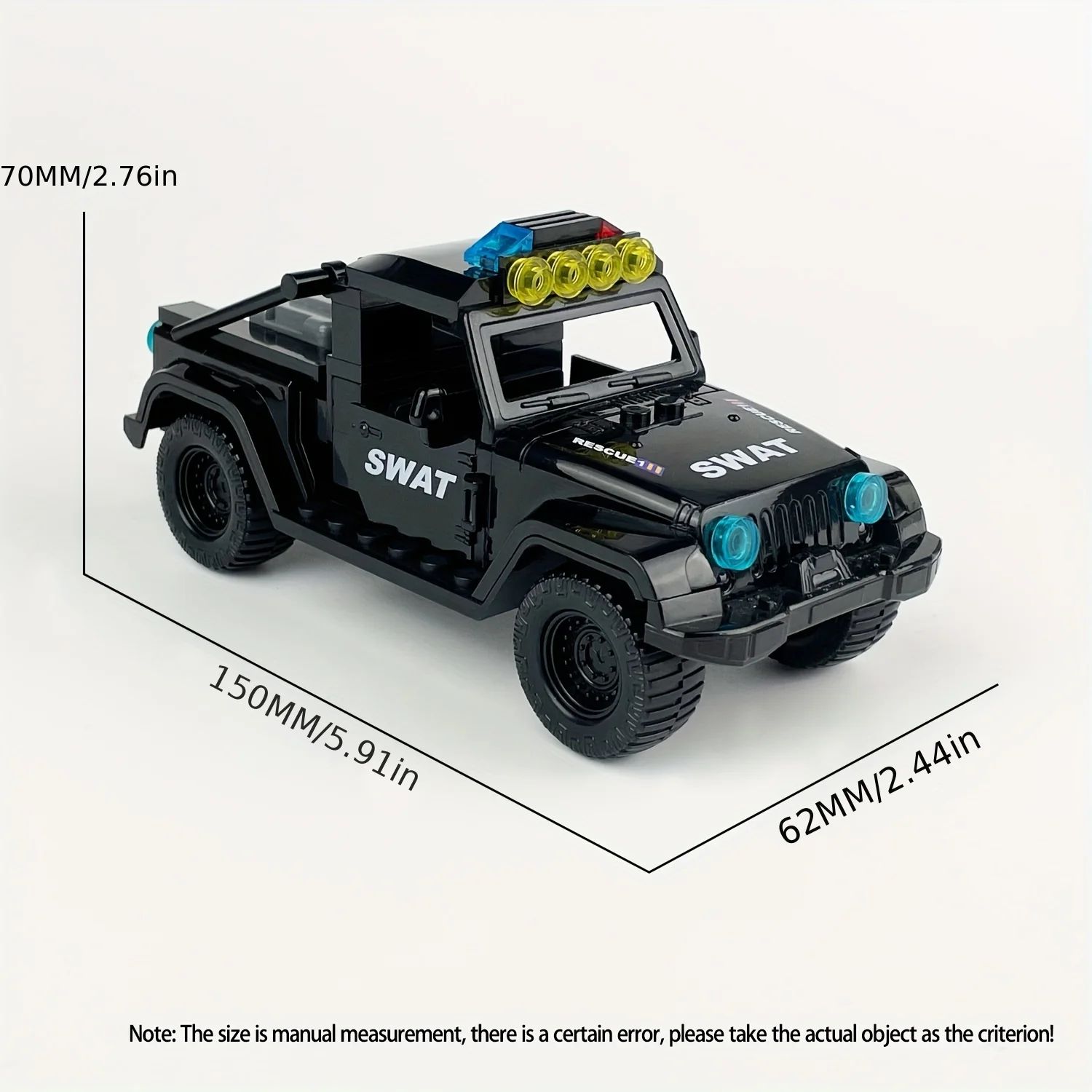 جيب بيليه نموذج على الطرق الوعرة لبنات البناء ، سيارة سوداء صغيرة ، لغز ، هدية العيد