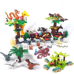 MOC 1PCS Printed Zoo Animals Dinosaur Park Fish Sheep Building Blocks Ankylosaur Land And Marine Collection Toys Children Gifts