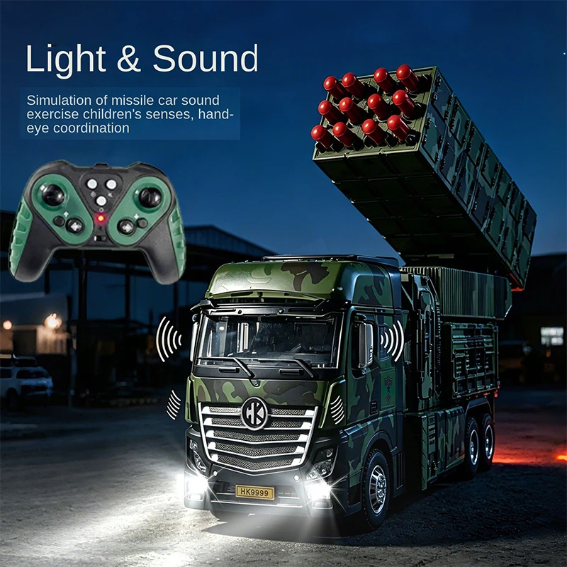 1:32 RC Car Alloy Missile Rocket Launcher Military Twelve-burst Missile Vehicle Military Truck Transport Climbing Car Toy Gifts