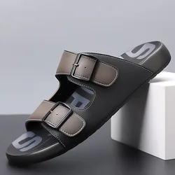 Men's Slippers Original Designer Casual Sandals Luxury Genuine Leather Slippers Outdoor Beach Slippers for Men Summer Flip Flops