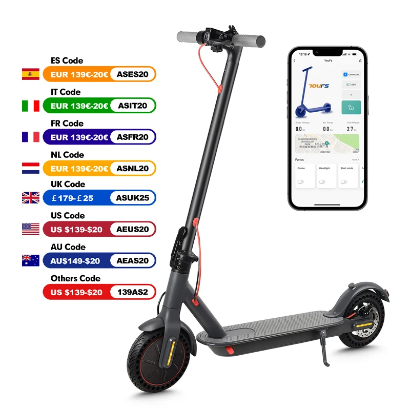 Mankeel 30KM Electric Scooter Adults 350W Foldable Electric Kick Scooter 8.5 Inch APP 10.4AH Folding E-scooter Dual Brake System