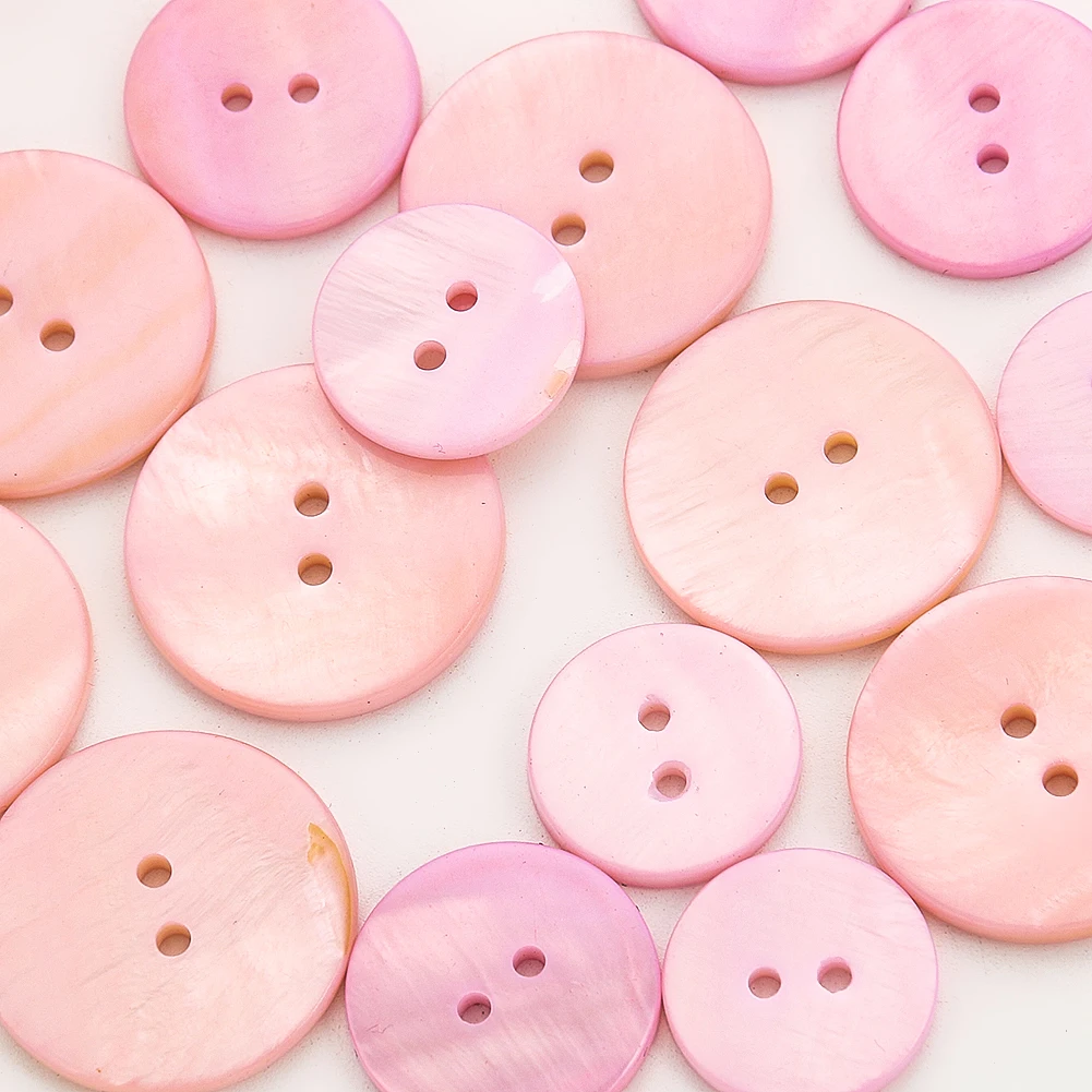 5PC 18/20/25MM Natural Mother of Pearl Shell Pink Round 2-holes Flatback Button Suit Cufflink Shirt Coat Sewing Crafts Supplies