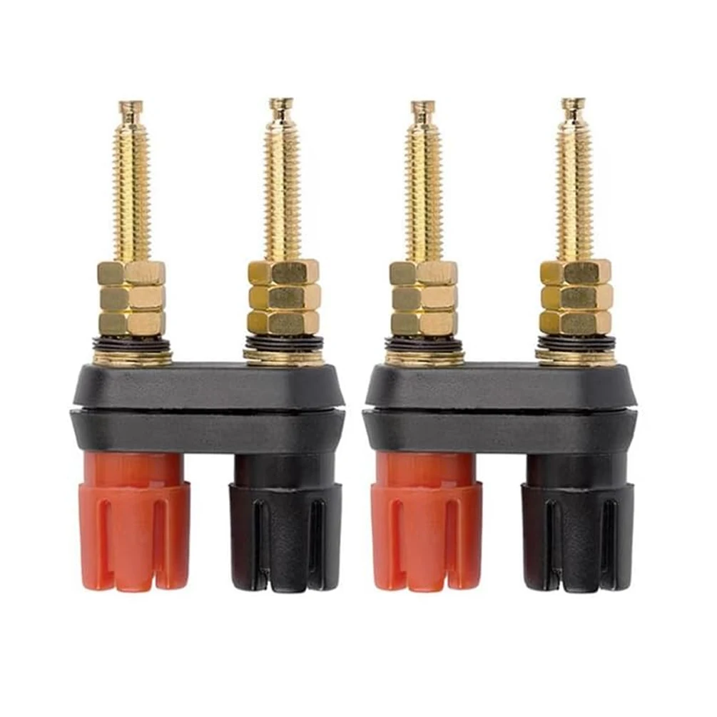 2 PCS Long Threaded Dual Banana Plug Binding Post, Speaker Terminal Connector Low Resistance Stable Signal for Speaker Amplifier