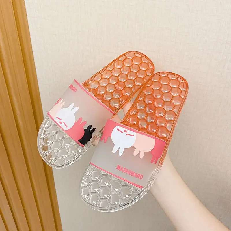 Zapatos suaves con punta abierta para el hogar, Sandalias planas transparentes para interiores Y baño, impermeables, venta G Y W