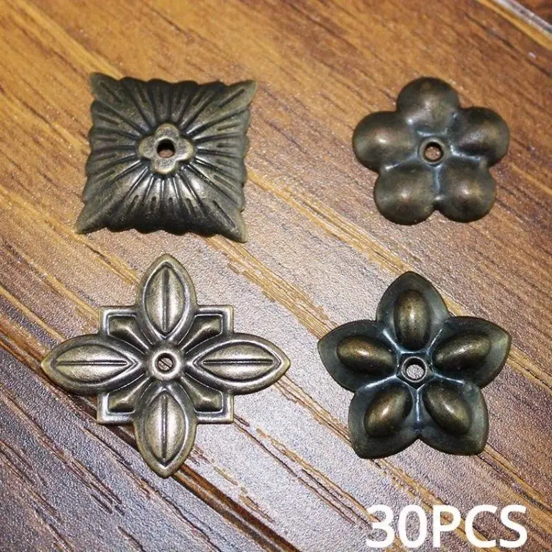 30 Stück antike Polsternägel für Schmuckkästchen, Holzkisten, Ecknägel für Weinregale, Sofa-Dekornägel, Polsterklammern, Polsterpads, Reißzwecken