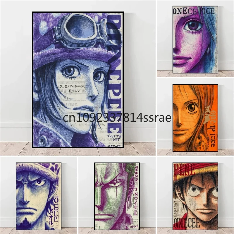 

Classic One Piece HD Canvas Painting Anime Figures Luffy Poster Print Watercolor Wall Art Picture Modern Home Decor Kids Gifts