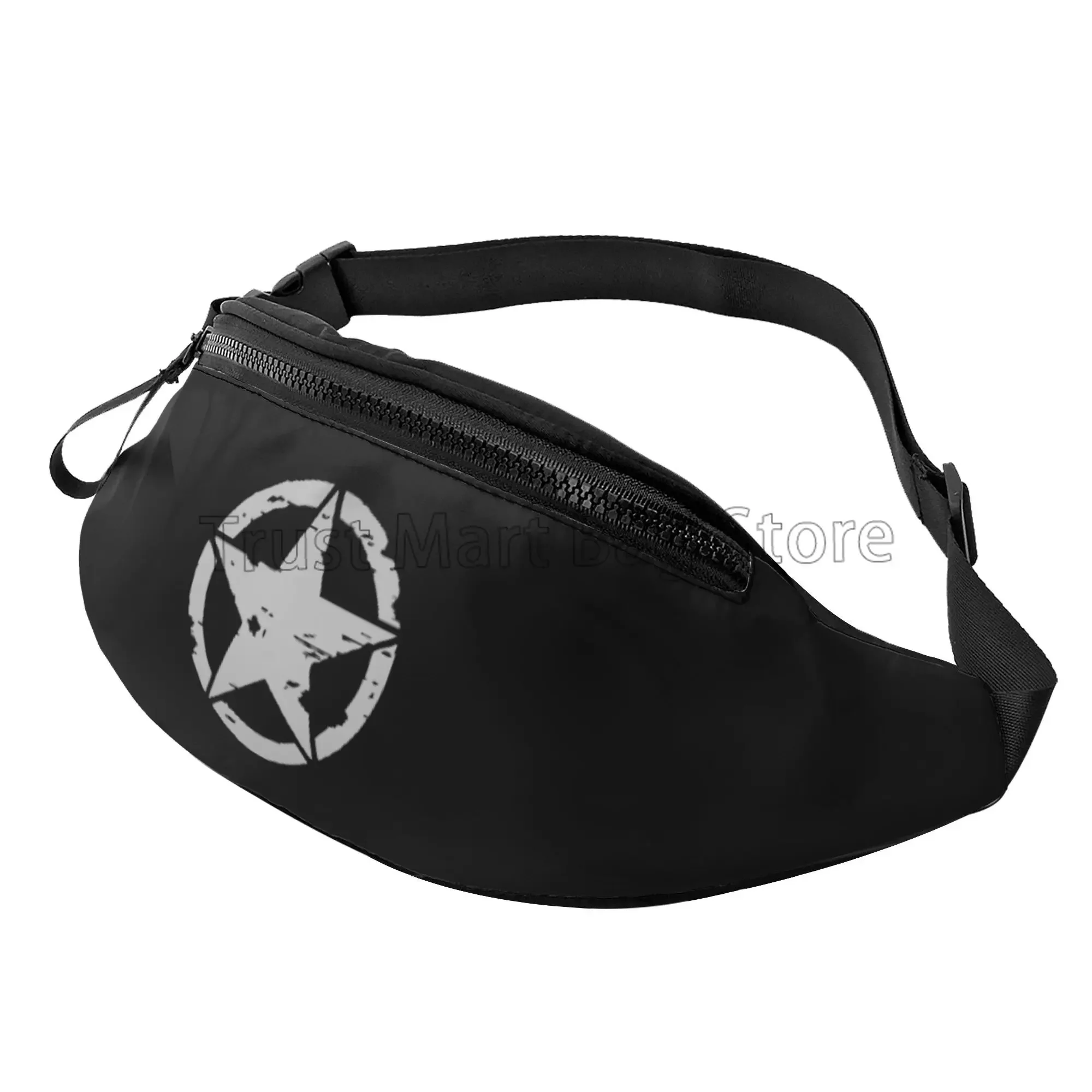 Military Tactical Star Waist Bag with Headphone Hole Belt Bag Fashion Hip Bum Bag for Outdoor Casual Travelling Hiking Cycling