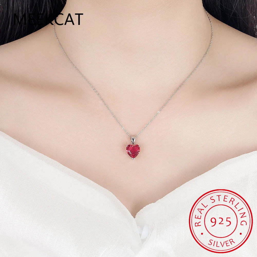 Love Heart Natural Garnet Citrine Blue Topaz 925 Sterling Silver Pendant Necklace Colorful Gemstone Fine Jewelry Colar de Prata