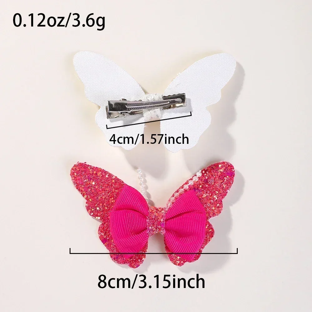 2 sztuk/zestaw 3.15 ''tęczowa cekinowa spinka do włosów w kształcie motyla dla kobiet dziewczynki spinki do włosów dzieci śliczne Barrettes dziecięce akcesoria do włosów prezenty — zdjęcie 4