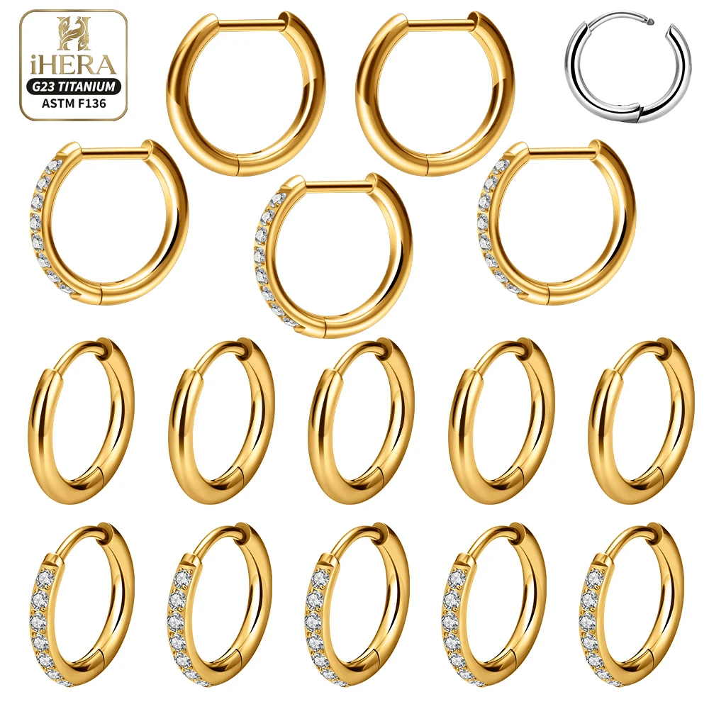 1/2/10 Stück Klappbare Segment-Ohrringe aus F136 Titan, Piercing-Set mit runden Creolen und Zirkonia-Einlagen für Helix, Tragus, Conch, Nase, Augenbraue, Körperschmuck