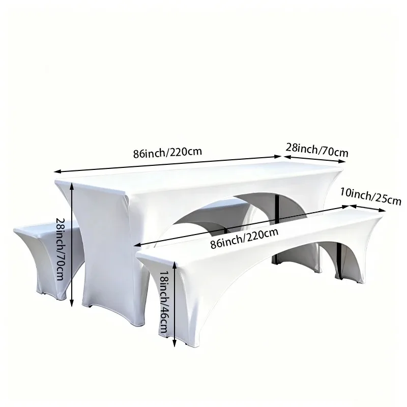 3Pcs Spandex Table Cover Open Back Fitted Polyester Tablecloth Stretch Washable Tablecover Table Toppers for Home Camping