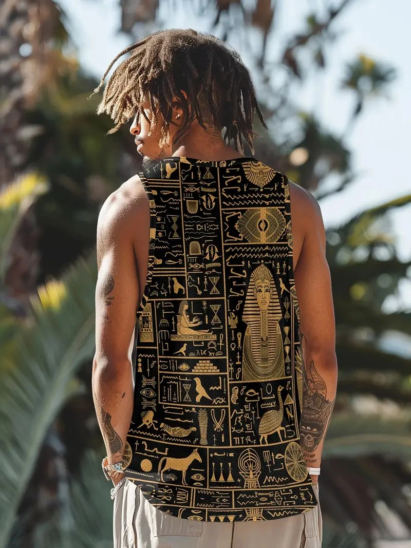 

Hot Sale Men's Flat Shoulder Tank Top,Abstract Exaggerated 3D Print,Summer Men's Fitness Tank Top,Quick Dry Sleeveless T Shirt