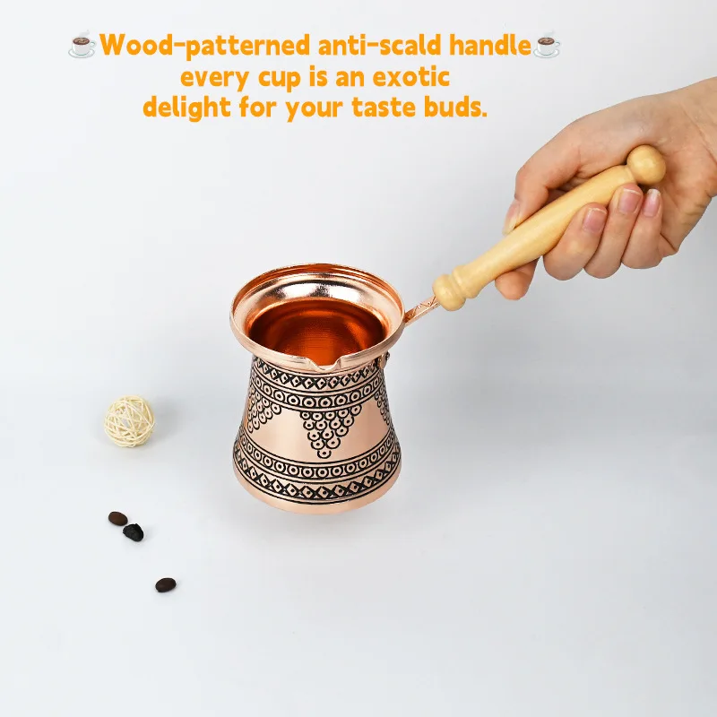 Hand brewing pot Latte cup Turkish aluminum coffee pot European long handle coffee oxide copper milk tank milk frother cup