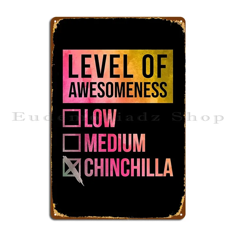 Chinchilla Level Of Chinchillas In Watercolor Metal Plaque Poster Pub Create Club Designing Designing Tin Sign Poster