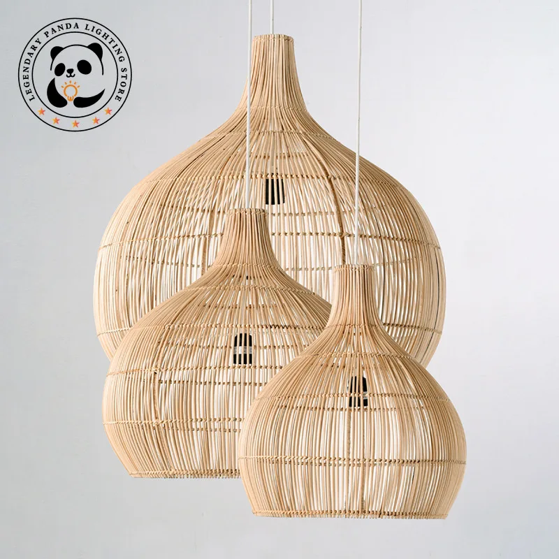 

Japanese Handmade Pendent Lamp Rattan Woven Homestay Tea House Decorative Lighting Fixtures Creative Pastoral Style LED Fixture