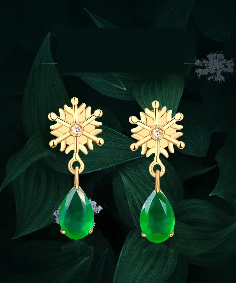 Fashion jewelry new Crystal from Austrian snowflake imitation green tourmaline low luxury grandmother emerald earrings