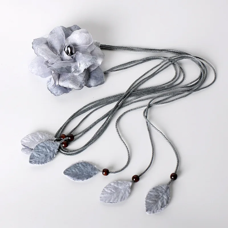 Women Bohemian Style Trendy Chiffon Big Flower Belt Dress Fashionable All Decorative Waist Chain Tight Knot Rope Accessories