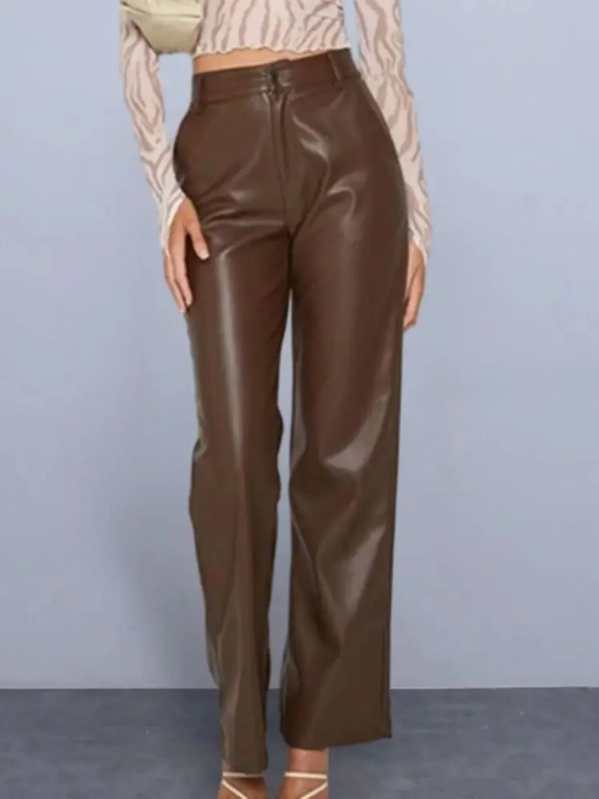 

Vintage High Waist Straight Leg Pants Button Detailing Base Layer Trousers Casual Women's Faion Spring Collection