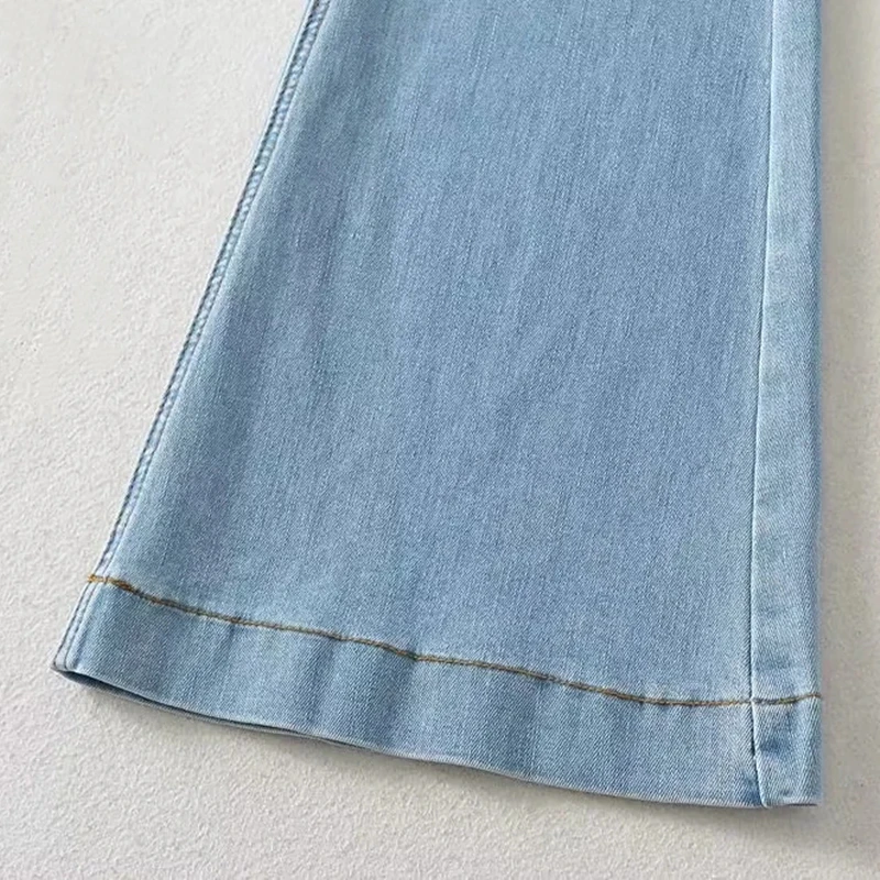 Damen-Jeans mit hoher Taille, schmale Passform, dehnbar, bodenlang, Denim-Jeans, ausgestellte Hose, Retro-SLE-Baumwolle, elastische Freizeithose