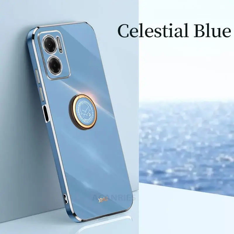 Plating Ring Holder Stand Case For Xiaomi Redmi Note 11E 11R 11 Se 11S 11t Pro Plus 5g 4g Luxury Silicone Cover Note11 E R S T