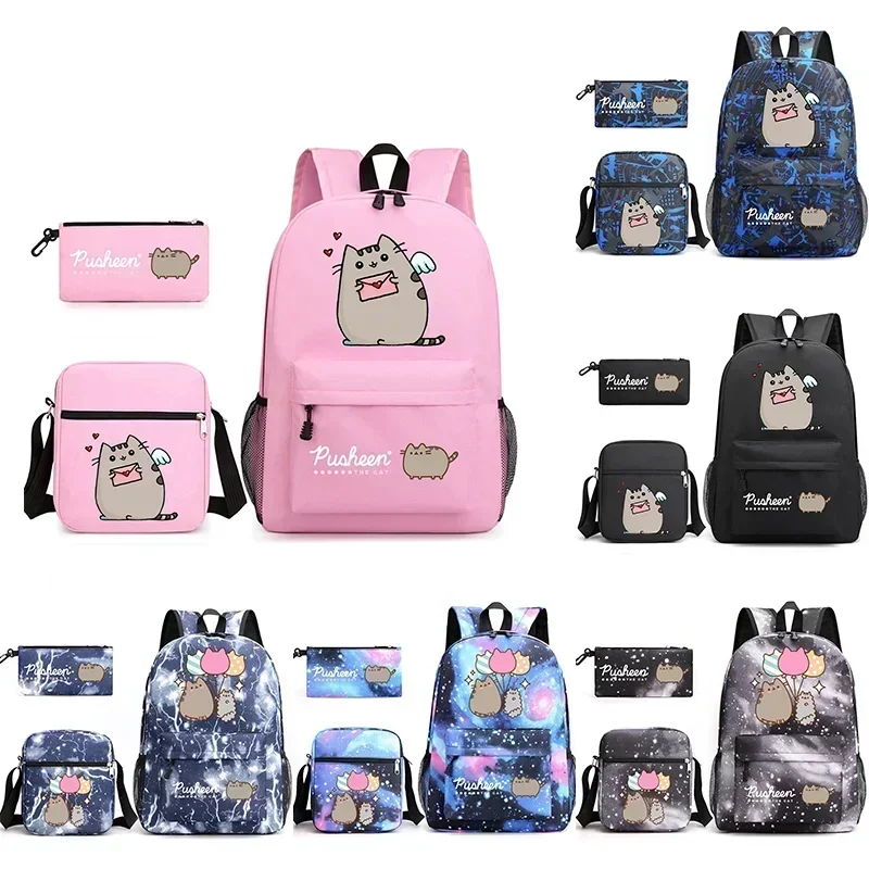 

3pcs Kawaii Pusheen Cat Backpacks Cartoon Pusheen Cosplay Schoolbags Boys Girls Penbag Lunch Bag Travel Bag Kids Birthday Gift