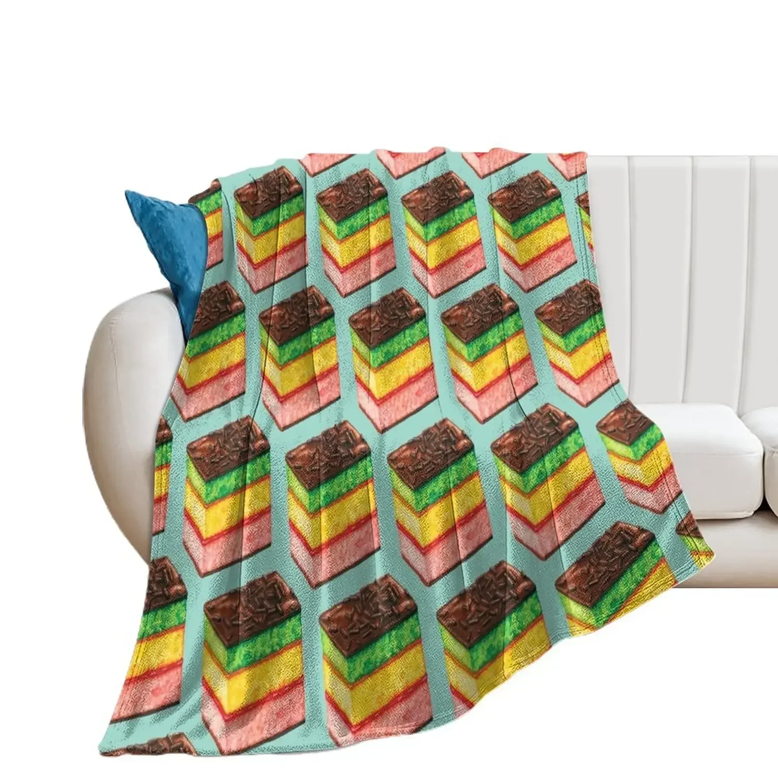 Italian Rainbow Cookie Pattern - Blue Throw Blanket Luxury Tourist Blankets