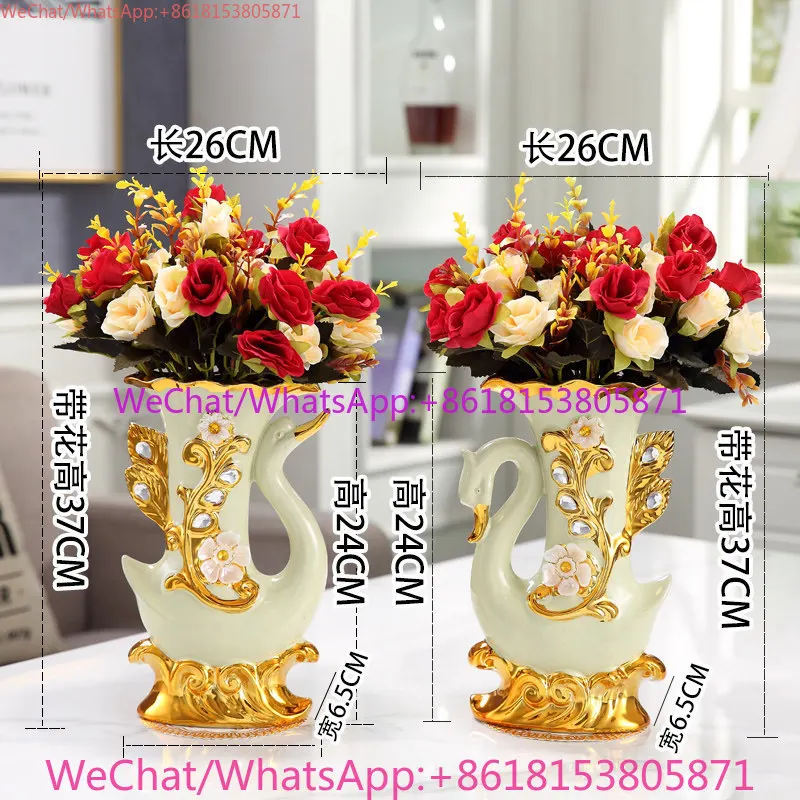 European ceramic flower arrangement vase living room TV cabinet ornament home dining table countertop