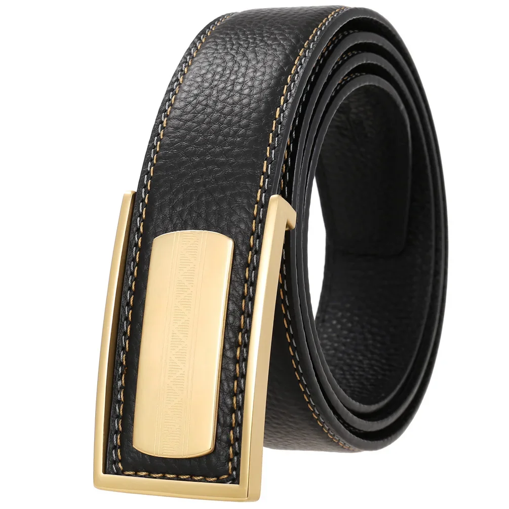 

High-Grade Crocodil Men's Leather Embossing Automatic Checkoff Full-Grain Leather Business Waistband Belt Luxury Designer