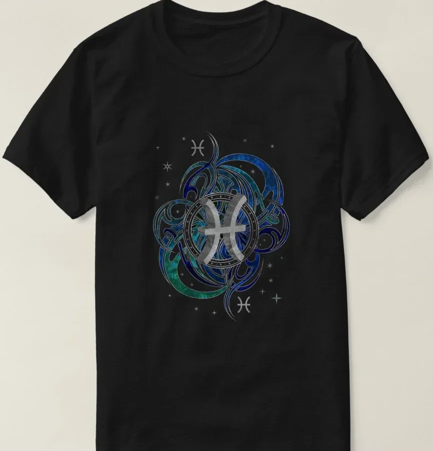 Mens T-shirt Size S-5XL Fashion Pisces Astrology Horoscope Zodiac Sign T-Shirt 100% Cotton O-Neck Summer Short Sleeve Casual tee