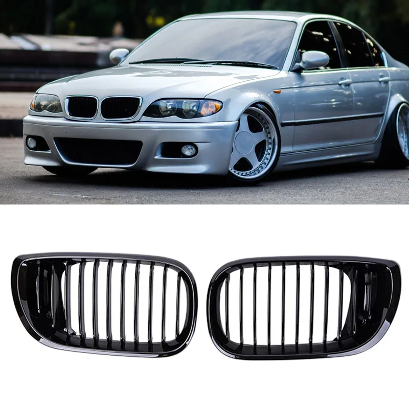 Car Front Bumper Kidney Grille Grill Grills Auto ABS Gloss Black Grilles For BMW E46 4 Door 3 Series 2002-2005 Auto Accessories