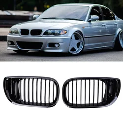 Grille de rein de pare-chocs avant de voiture, grilles ABS noires brillantes pour BMW E46, 4 portes, série 3, 2002-2005, accessoires automobiles