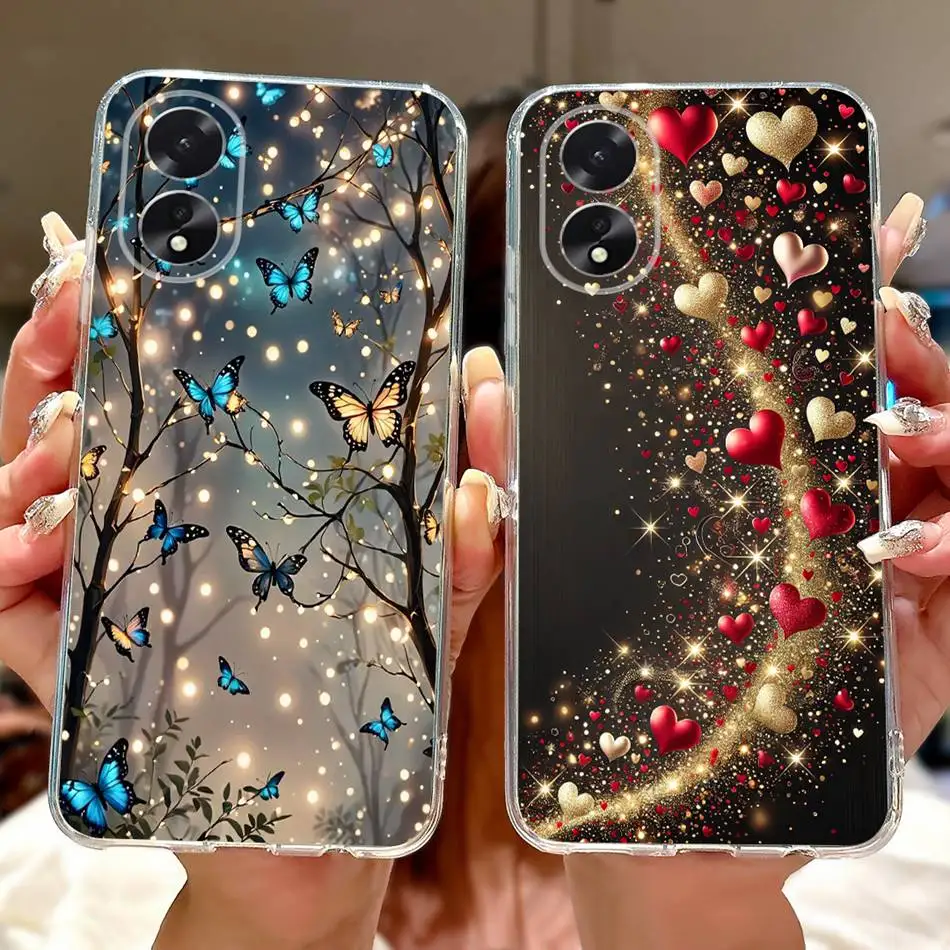 Для OPPO A18 A38 CPH2579 CPH2591 Элегантный чехол для телефона с цветочной бабочкой для Oppo A18 A38 4G Мягкие силиконовые чехлы из ТПУ