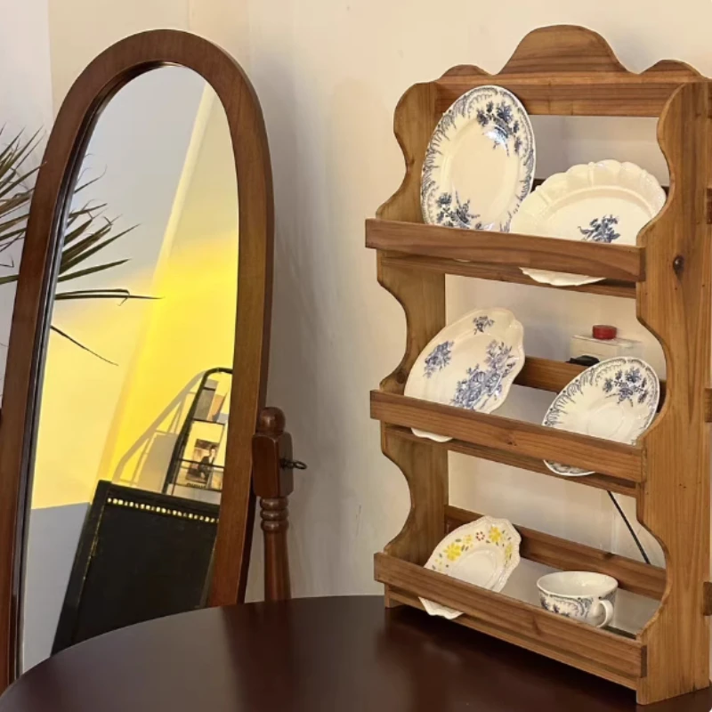  رف خشبي للمزرعة مصنوع يدويًا من خشب الأرز على الحائط منظم تخزين المطبخ الريفي غير سام لغرفة الطعام شديدة التحمل #2