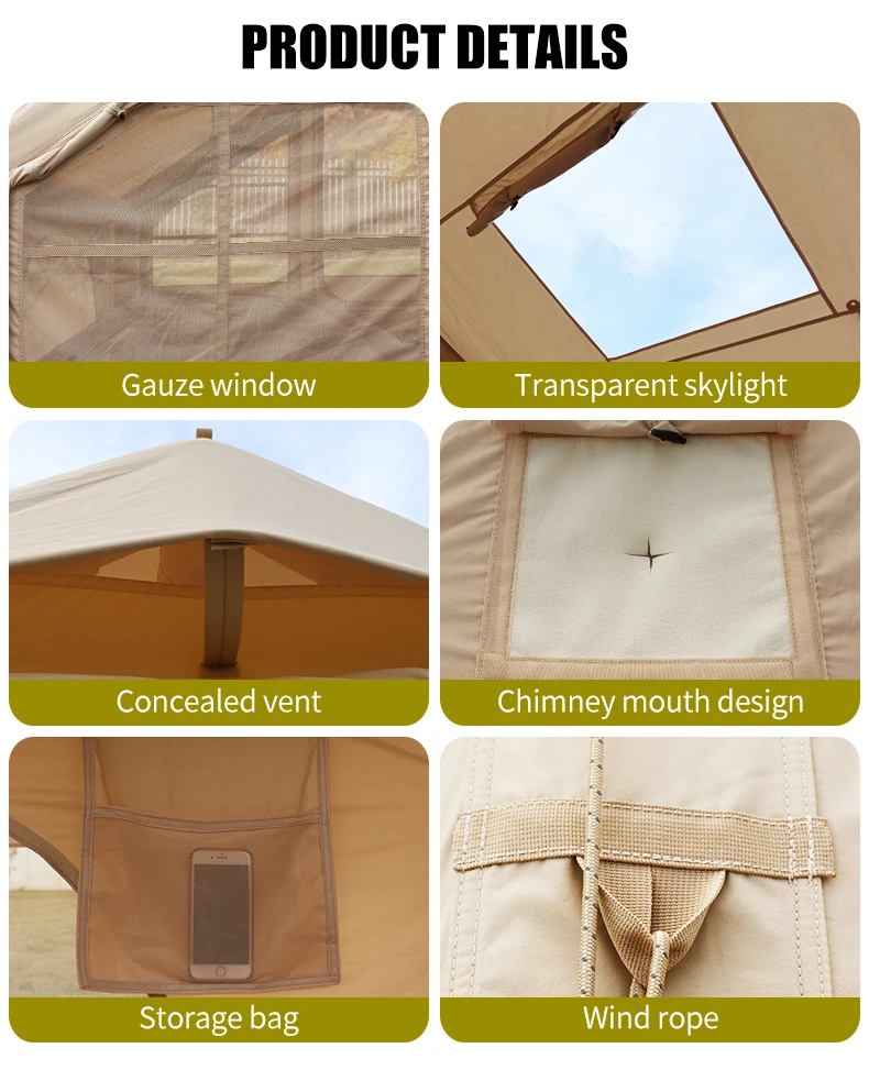 ACustom 12㎡ China-Made Inflatable Air Camping Tent TC Cotton Tent For Glamping