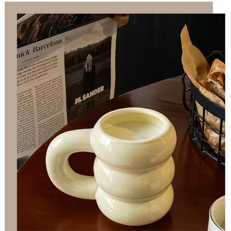 Ceramic Water Cup Office Chubby  Coffee Cup Creative Donuts Large Capacity Milk Cup With Handle