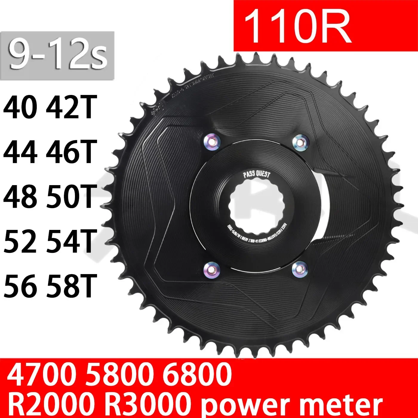 PASS QUEST 110bcd chainring 3mm Offset narrow wide single Bicycle chainwheel For Shimano R2000 4700 5800 6800 9000 power meter